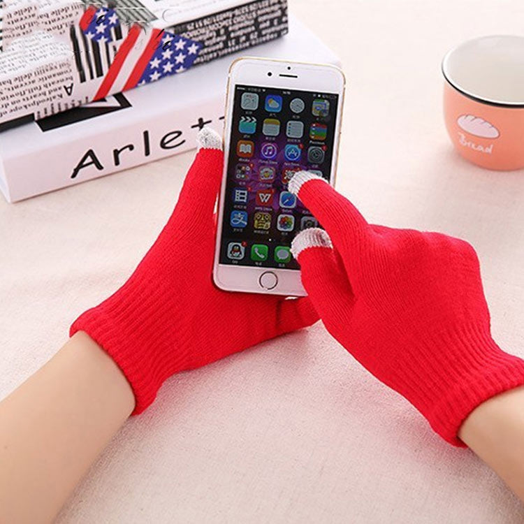 Winter Touch Screen Gloves Women Men Warm Stretch Knit Mittens Imitation Wool Thicken Full Finger Gloves, White, Grey, Black, Yellow, Navy Blue, Kids White, Kids Black, A-Navy Blue, A-Black, A-White, A-Grey, B-Grey, B-Blue, C-Yellow, C-Blue,... C-Red