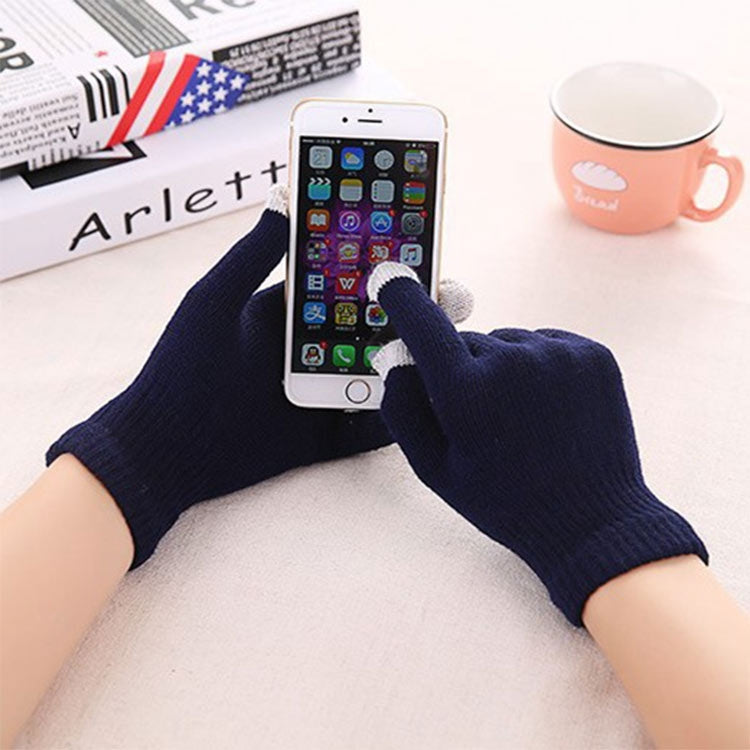 Winter Touch Screen Gloves Women Men Warm Stretch Knit Mittens Imitation Wool Thicken Full Finger Gloves, White, Grey, Black, Yellow, Navy Blue, Kids White, Kids Black, A-Navy Blue, A-Black, A-White, A-Grey, B-Grey, B-Blue, C-Yellow, C-Blue,... C-Navy Blue