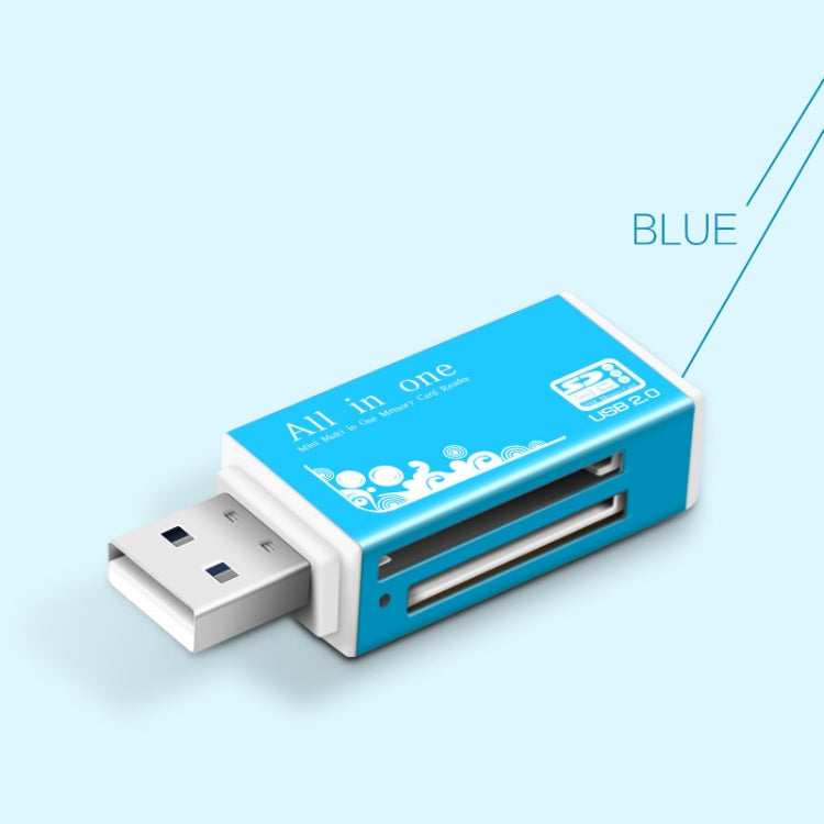 Multi in 1 Memory SD Card Reader for Memory Stick Pro Duo Micro SD,TF,M2,MMC,SDHC MS Card – Card Slot Blue