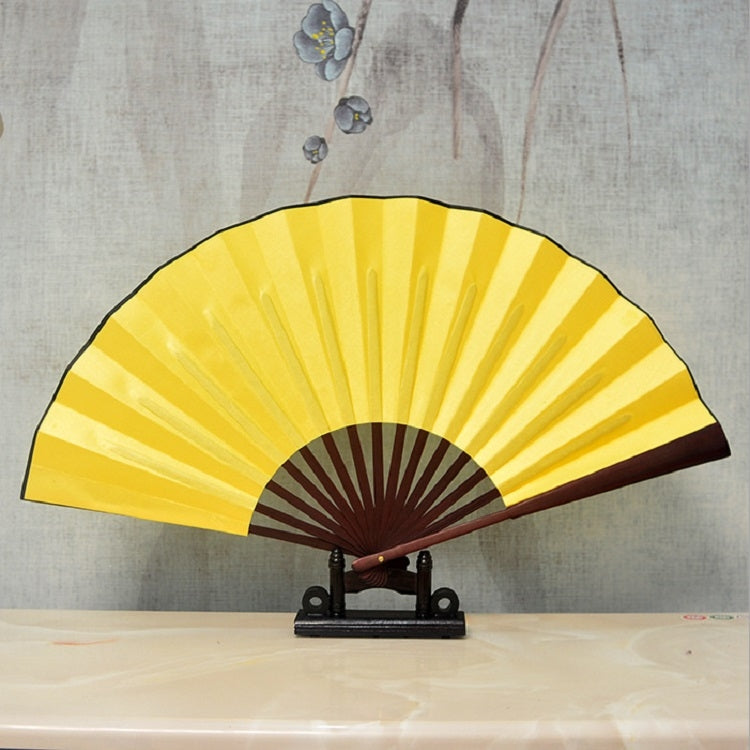 Pure Color Blank Silk Cloth Folding Fan Chinese Style Calligraphy Painting Fan, 8 inch, 10 inch 8 inch Yellow