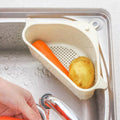 Kitchen Vegetable Rack Household Sink Drain Rack Triangle Storage Hanger Free Punch Tray Hanging Basket Beige