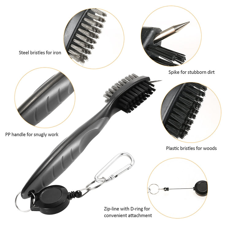 Golf Club Brush Ball Slot Cleaning Brush Cleaning Set, ZY-0021 Brush Blue, ZY-0021 Brush Black