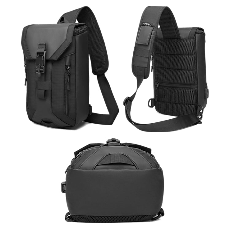 Ozuko 9334 Men Outdoor Multifunctional Waterproof Messenger Bag with External USB Charging Port, Black, Dark Gray, Orange, Royal Blue, Sky Blue