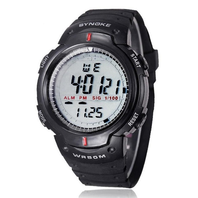 SYNOKE 61576 Life Waterproof LED Sports Watch for Men, Black, Gray Black