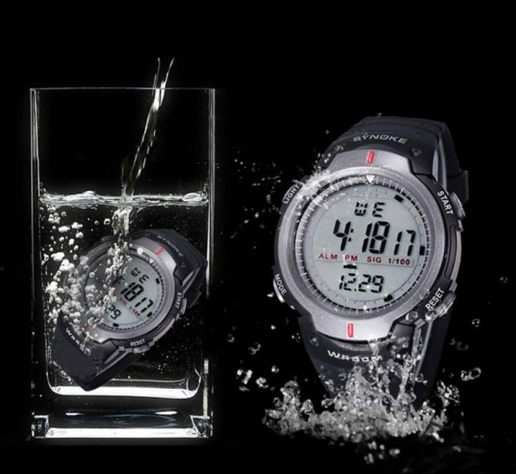 SYNOKE 61576 Life Waterproof LED Sports Watch for Men, Black, Gray