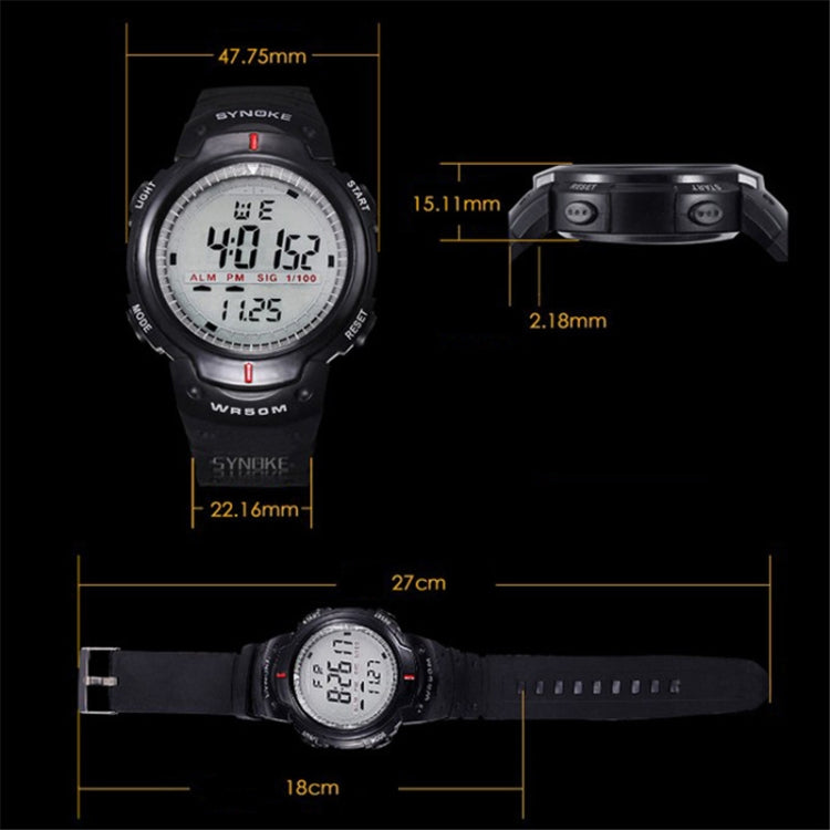 SYNOKE 61576 Life Waterproof LED Sports Watch for Men, Black, Gray