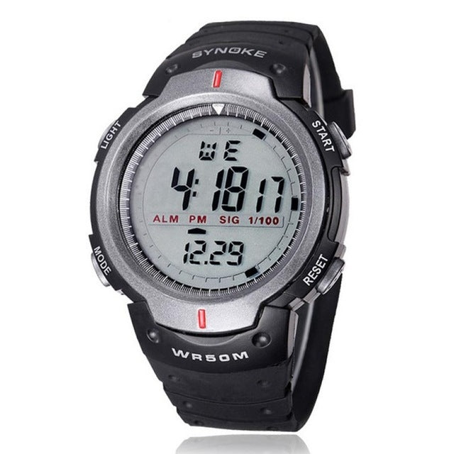 SYNOKE 61576 Life Waterproof LED Sports Watch for Men, Black, Gray Gray
