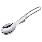 2 PCS Outdoor Camping Hiking Stainless Steel Metal Fork Spoon Tableware Cookout Picnic Folding Spork Default Title