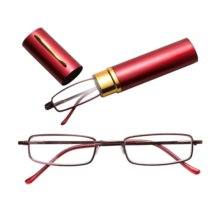 Reading Glasses Metal Spring Foot Portable Presbyopic Glasses with Tube Case, +1.00D, +1.50D, +2.00D – Durable Build, Easy to Use +1.50D Red