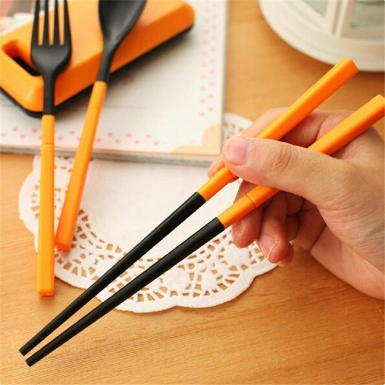 3 in 1 ABS Folding Dinnerware Cutlery Fork Chopsticks Set with Storage Box Outdoor Camping Hiking Traveling Tableware Set – Durable Build, Easy to Use