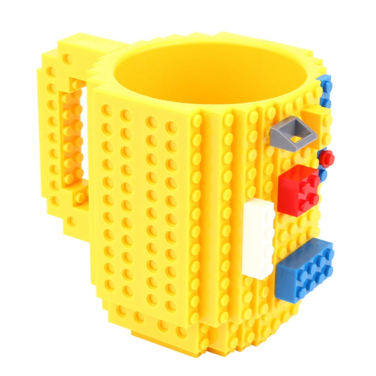 Building Blocks Design Creative Milk Mug Coffee Cup Build-on Brick Drinking Water Holder, 301-400ml 301-400ml Yellow