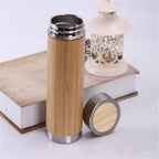 Creative Bamboo Thermos Bottle Stainless Steel Vacuum Flask, 450ml Stainless Steel