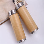 Creative Bamboo Thermos Bottle Stainless Steel Vacuum Flask, 450ml Stainless Steel