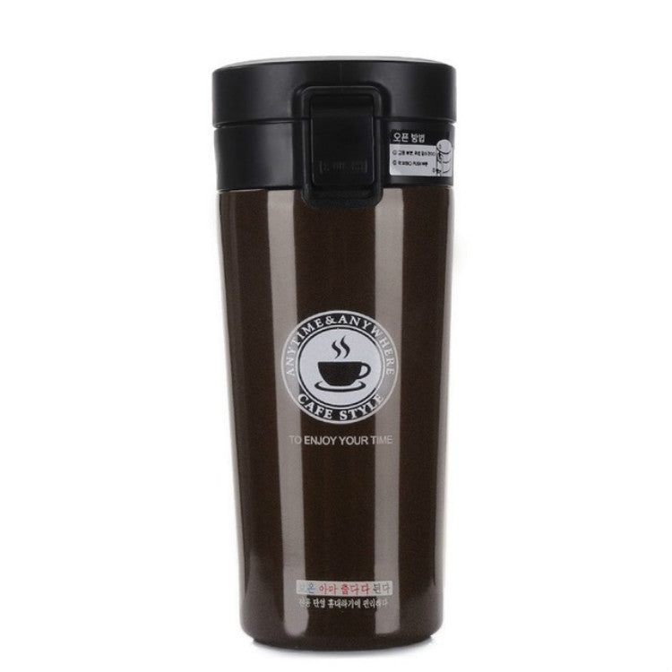 Double Wall Stainless Steel Vacuum Flasks 380ml Car Thermo Cup Coffee Tea Travel Mug Thermol Bottle, 380ml – Durable Build, Easy to Use 380ml Brown