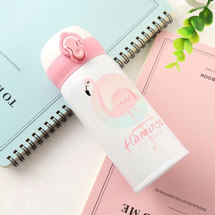 Bouncing Vacuum Flask Mug Travel Stainless Steel Thermos Cup, 350ml 350ml Flamingo