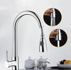 Kitchen Pull-out Faucet Hot And Cold Home 304 Stainless Steel Retractable Rotating Faucet, Electroplated Copper, Stainless Steel Black, Plating 304, Copper Plating + Water Stop Electroplated Copper