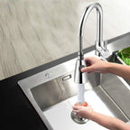 Kitchen Pull-out Faucet Hot And Cold Home 304 Stainless Steel Retractable Rotating Faucet, Electroplated Copper, Stainless Steel Black, Plating 304, Copper Plating + Water Stop