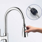 Kitchen Pull-out Faucet Hot And Cold Home 304 Stainless Steel Retractable Rotating Faucet, Electroplated Copper, Stainless Steel Black, Plating 304, Copper Plating + Water Stop