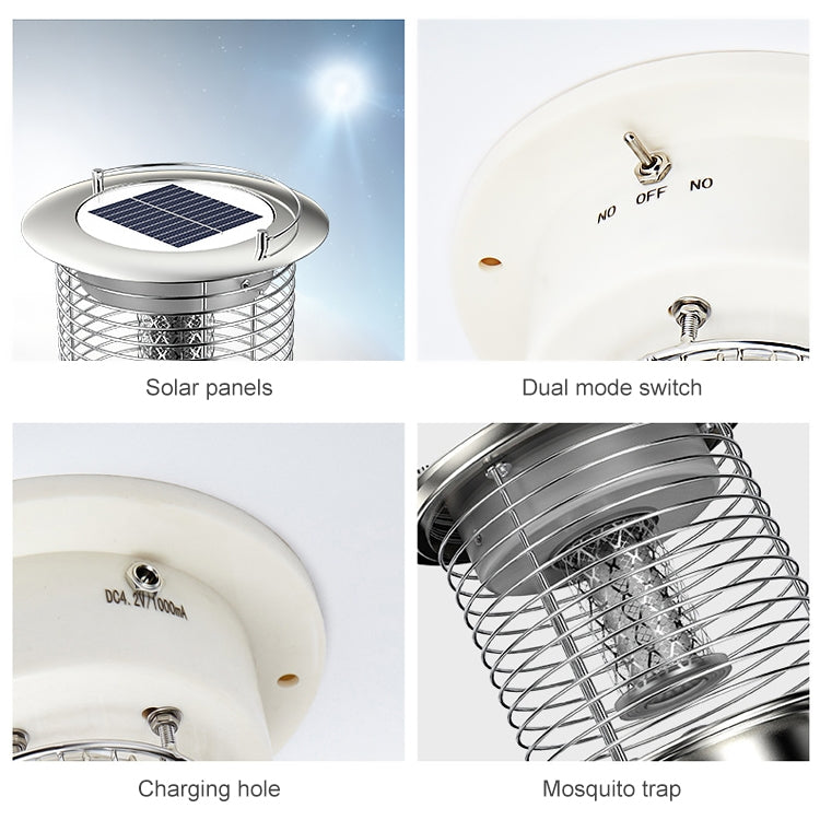 Outdoor Solar Waterproof Mosquito Lamp Mosquito Repellent, TM02 Black, TM03 Silver