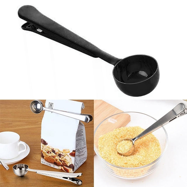 Multifunction Kitchen Coffee Scoop With Clip Stainless Steel Tea Coffee Measuring Cup Coffee Scoop, Coffee Scoop(Silver), Coffee Scoop(Gold), Coffee Scoop(Black), Coffee Scoop(Rose Gold) – Durable Build, Easy to Use Coffee Scoop(Black) Black