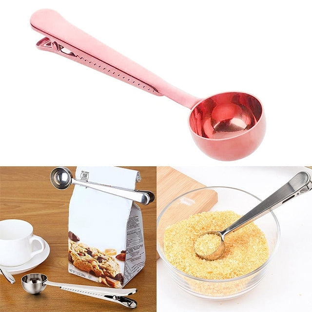 Multifunction Kitchen Coffee Scoop With Clip Stainless Steel Tea Coffee Measuring Cup Coffee Scoop, Coffee Scoop(Silver), Coffee Scoop(Gold), Coffee Scoop(Black), Coffee Scoop(Rose Gold) – Durable Build, Easy to Use Coffee Scoop(Rose Gold) Rose Gold