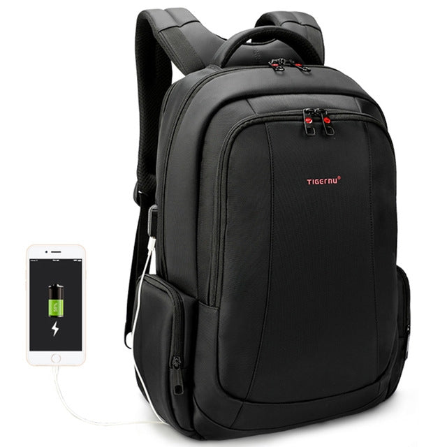 Anti-theft Nylon Laptop Backpacks School Fashion Travel Male Casual Schoolbag 15.6 inch, 1, 2 – Durable Build, Easy to Use 2 Black with USB Port