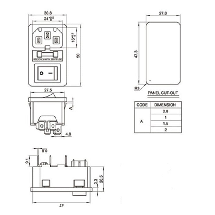 10 PCS AC-01 Three Pins Power Socket with Safety Switch Socket, 10 PCS AC-01 – Durable Build, Easy to Use