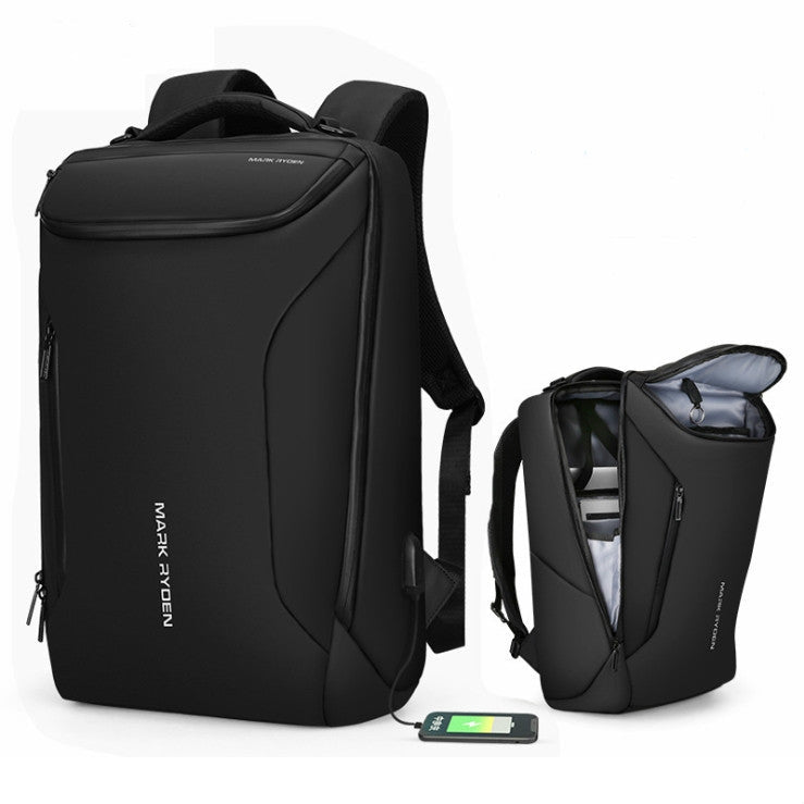 Fashion Men Backpack Multifunctional Waterproof Laptop Bag Travel Bag with USB Charging Port Black