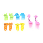 5 Sets 10 in 1 Creative Cartoon Animal Plastic Children Fruit Fork Bento Decoration Toothpick G220