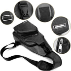 Waterproof Leisure PU Leather Single Shoulder Bag Men Chest Bag with USB Charging Port and Headphone Hole