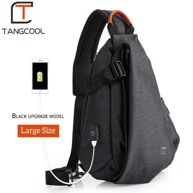 Multifunction Fashion Men Crossbody Bags Chest Pack Messengers Bag Waterproof Shoulder Bag with USB Charging Port, Black-L
