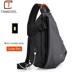 Multifunction Fashion Men Crossbody Bags Chest Pack Messengers Bag Waterproof Shoulder Bag with USB Charging Port, Black-L