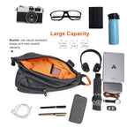 Multifunction Fashion Men Crossbody Bags Chest Pack Messengers Bag Waterproof Shoulder Bag with USB Charging Port, Black-L
