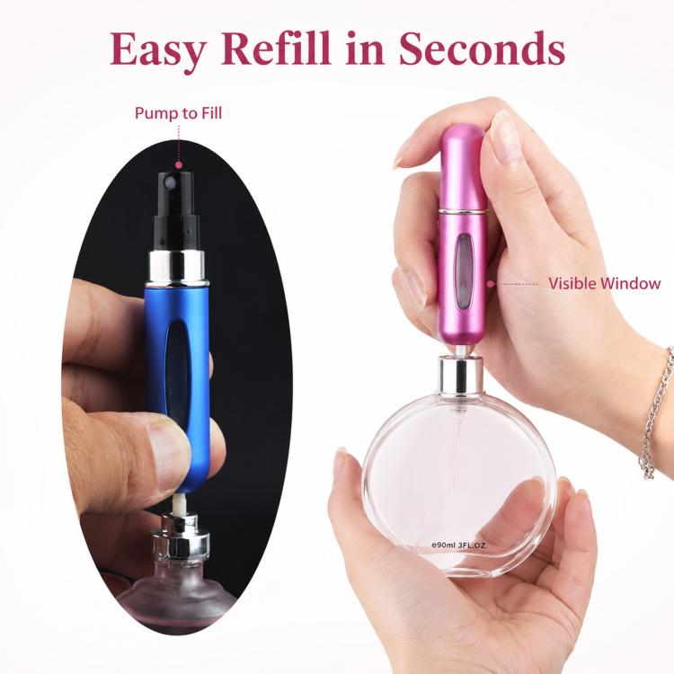 Portable Mini Aluminum Refillable Perfume Bottle Spray Empty Cosmetic Containers Atomizer, Capacity:5ml, Metal – Durable Build, Easy to Use