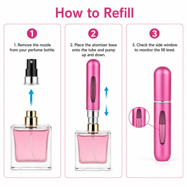 Portable Mini Aluminum Refillable Perfume Bottle Spray Empty Cosmetic Containers Atomizer, Capacity:5ml, Metal – Durable Build, Easy to Use