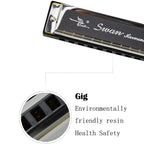 Swan 2 PCS 10 Holes Full-scale Bruce Harmonica Beginner Children Adult Students Playing Musical Instruments, Swan 10 Holes Bruce Harmonica