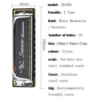 Swan 2 PCS 10 Holes Full-scale Bruce Harmonica Beginner Children Adult Students Playing Musical Instruments, Swan 10 Holes Bruce Harmonica