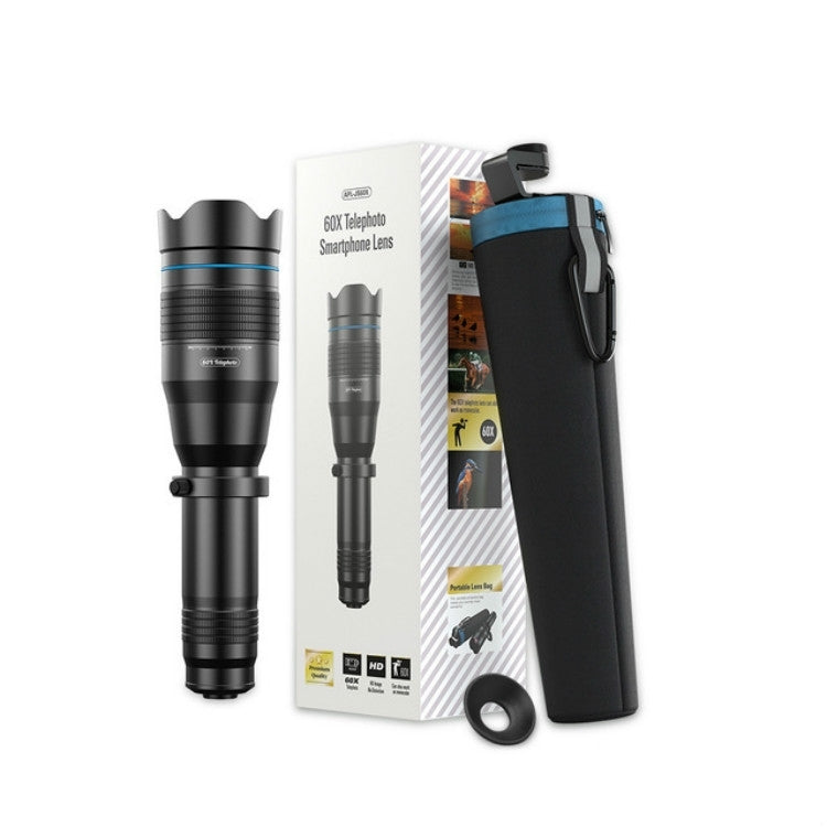 APEXEL APL-JS60XJJ09 All Metal 60X HD External Magnifying Telescope Universal Telephoto Mobile Phone Lens – Aluminum Alloy