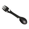 2 PCS 5 in 1 Multi-functional Outdoor Tools Stainless Steel Camping Survival EDC Kit Practical Fork Knife Spoon Bottle/Can Opener Black