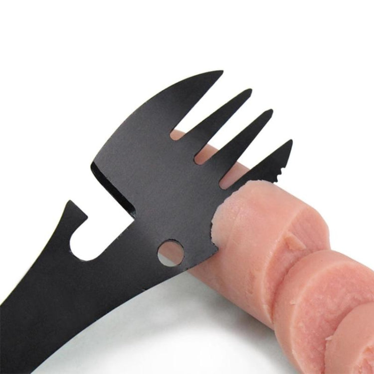 2 PCS 5 in 1 Multi-functional Outdoor Tools Stainless Steel Camping Survival EDC Kit Practical Fork Knife Spoon Bottle/Can Opener