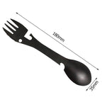 2 PCS 5 in 1 Multi-functional Outdoor Tools Stainless Steel Camping Survival EDC Kit Practical Fork Knife Spoon Bottle/Can Opener
