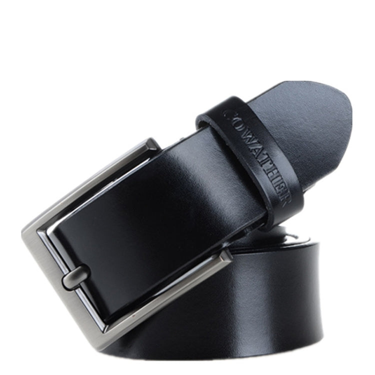 COWATHER XF002 Men Genuine Leather Luxury Business Casual Pin Buckle Belt, 150cm 150cm XF002 Black