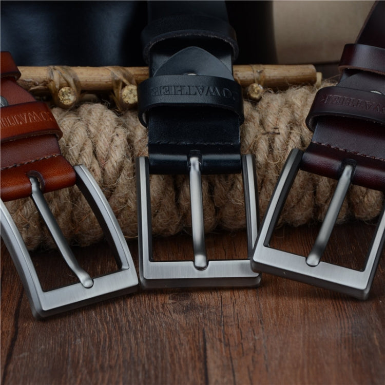 COWATHER XF002 Men Genuine Leather Luxury Business Casual Pin Buckle Belt, 150cm