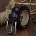 COWATHER XF002 Men Genuine Leather Luxury Business Casual Pin Buckle Belt, 150cm