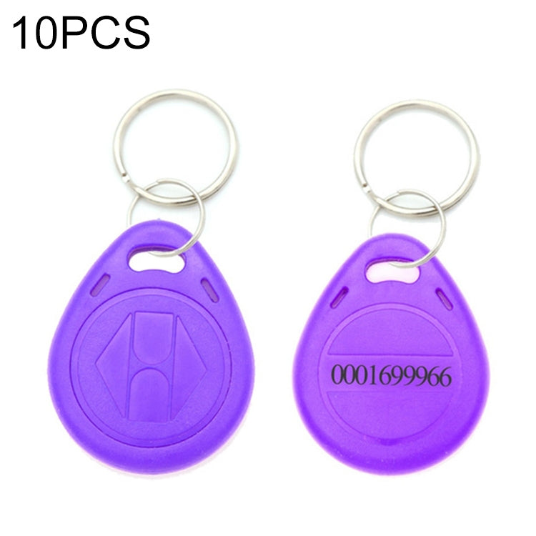 10 PCS 125KHz TK/EM4100 Proximity ID Card Chip Keychain Key Ring – Waterproof Purple