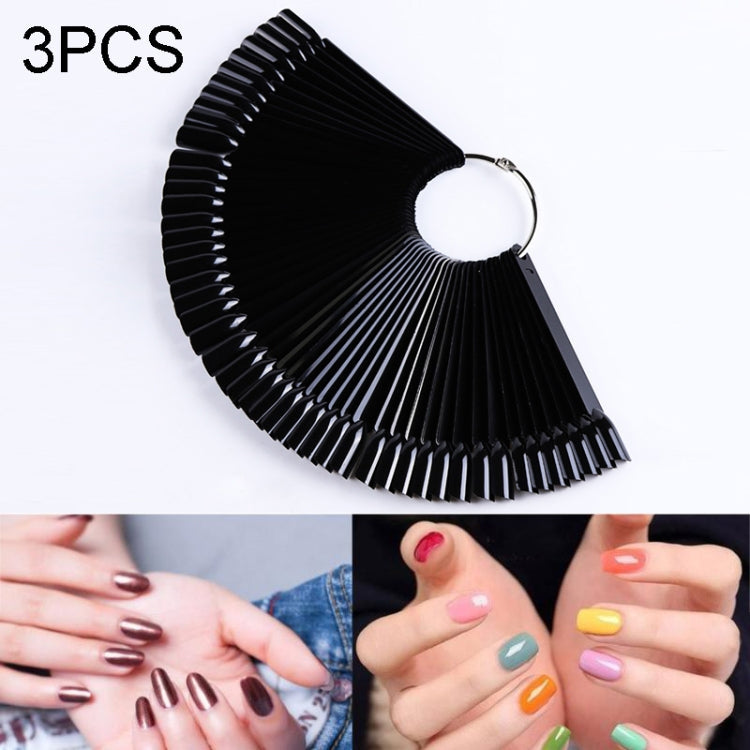 3 Set Fan-shaped Nail Mold Swatch Nail Polish Color Card Nail Art Display Board – Durable Build, Easy to Use 带圈圈-黑色