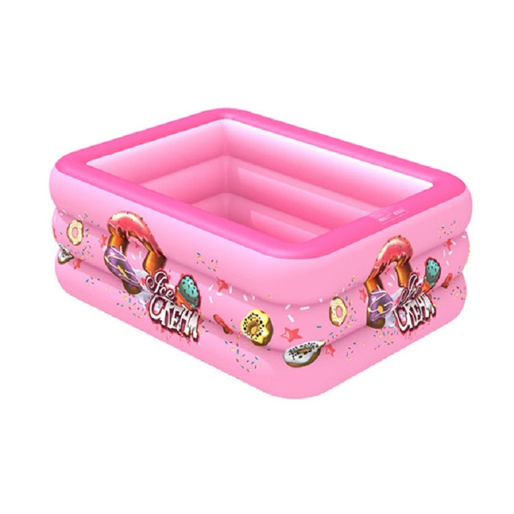 Household Indoor and Outdoor Ice Cream Pattern Children Square Inflatable Swimming Pool, 150 x 110 x 50cm Pink, 180 x 130 x 55cm Pink, 210 x 135 x 55cm Pink 150 x 110 x 50cm Pink