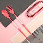 3pcs / Set Mini Outdoor Portable Travel Sets Candy Color Folding Dinner Set Student Kids Kitchen Tool