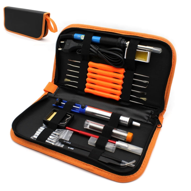 60W Adjustable Temperature Electric Soldering Iron Kit + 5 PCS Tips Portable Welding Repair Tool Tweezers Hobby knife, EU Plug, US Plug EU Plug