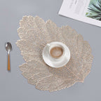 Leaf PVC Heat Resistant Placemat Drink Glass Coaster, Size: 37x47cm Gold